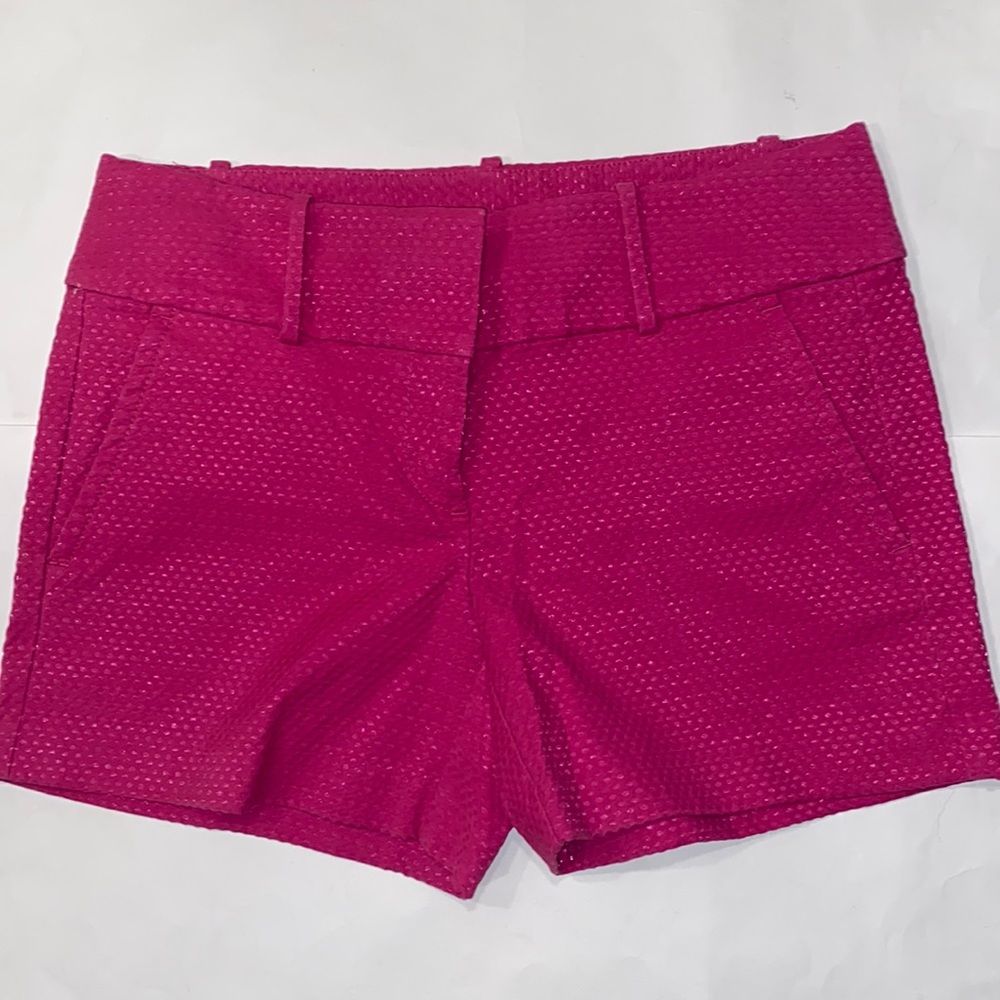 Ann Taylor, Modern Jacquard Pink Fuchsia Cotton Spandex Shorts EUC size 2